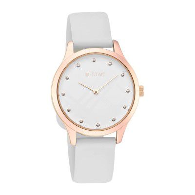 Titan Athleisure White Dial Analog Rubber Strap Watch for Women-NS95125WP01