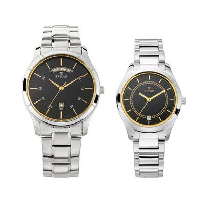 Titan Blue Dial Sheet Metal Analogue Couple Watches - 17672596SM01