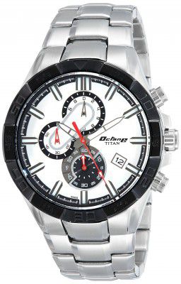 Titan Chronograph White Dial Mens Watch-NL90079KM01
