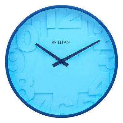 Titan Contemporary Blue Wall Clock with Overlayed Numbers - 29.5 cm x 29.5 cm (Medium)