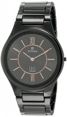 Titan Edge Ceramic Analog Black Dial Mens Watch-NL1696NC01/NP1696NC01