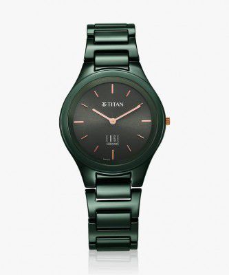 Titan Edge Ceramic Quartz in Glossy Green Dial Analog Watch - For Women 3317NM01, NT2653QC06|2653QC06|NT2653QC06