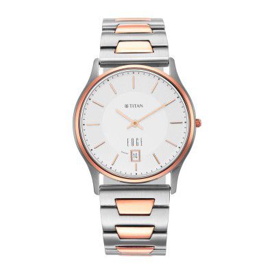 Titan Edge Metal Analog White Dial Mens Watch-1683KM01