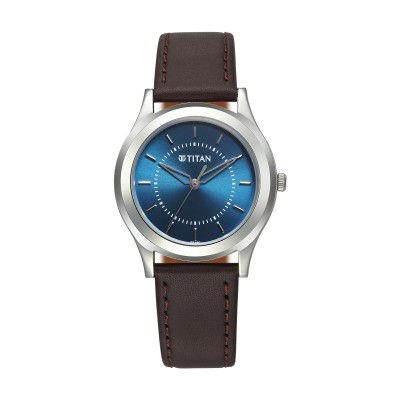 Titan Karishma Zing Quartz Analog Blue Dial Leather Strap Watch for Men-1648SL01