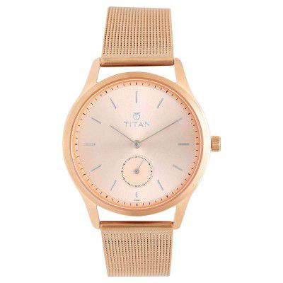 Titan Ladies Workwear Slimline Analog Rose Gold Dial Women's Watch-NN95069WM01