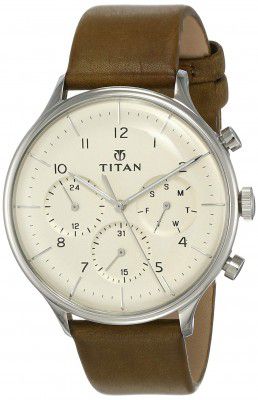 Titan Light Leathers Analog Beige Dial Mens Watch-90102SL02 / 90102SL02/NP90102SL02