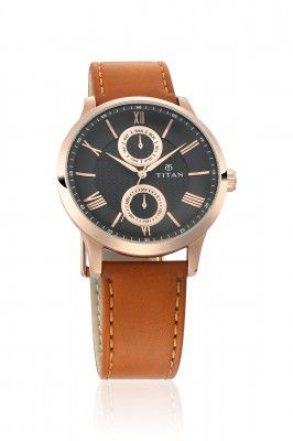 Titan Light Leathers Analog Black Dial Mens Watch-NM90100WL02 / NL90100WL02