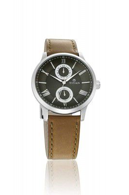 Titan Light Leathers Analog Green Dial Mens Watch-NM90100SL03 / NL90100SL03