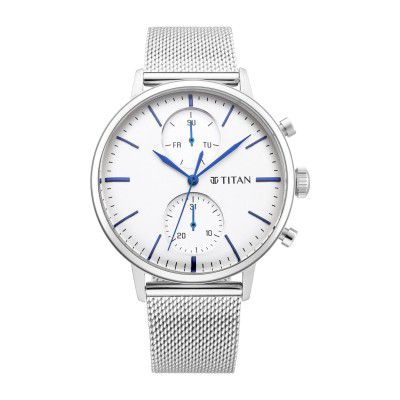 Titan Light Leathers IV Analog White Dial Mens Watch-90135SM01/NP90135SM01