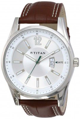 Titan Men Leather Octane Analog Silver Dial Watch-Nl9322Sl03/Nr9322Sl03, Band Color-Brown