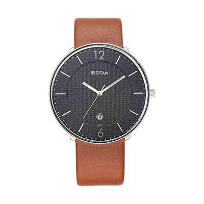 Titan Mens 41 mm Minimals Leather Analogue Watch - 1849SL01