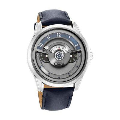Titan Mens 45.6 mm Maritime II Anthracite Dial Leather Analogue Watch - 1830SL01