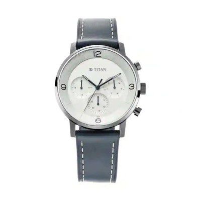 Titan Mens 49mm Athleisure Silver White Dial Silicone Analog Watch - NQ90119QP01