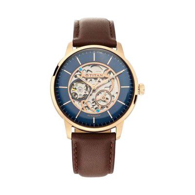 Titan Mens 56x44 mm Blue Dial Leather Analog Watch - NP90110WL02