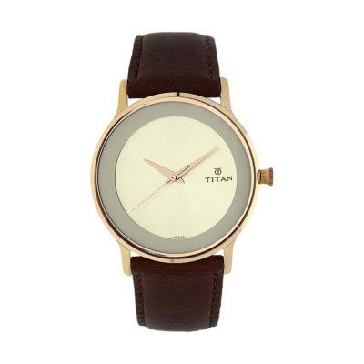 Titan Mens Analogue Leather Watch - NK1672WL01