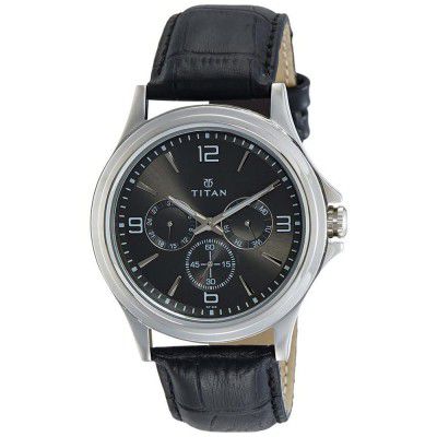 Titan Mens Analogue Leather Watch - NK1698SL02