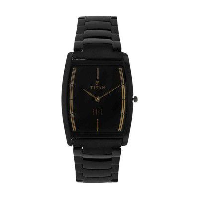 Titan Mens Black Dial Stainless Steel Analogue Watch - NM1044NM01