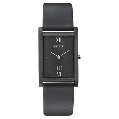 Titan Mens Black Dial Leather Watch - NH1043NL01A