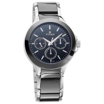 Titan Mens Ceramics Black Dial Multifunction Watch 90089KD01