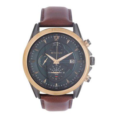 Titan Mens Green Dial Chronograph Watch - 1830KL02