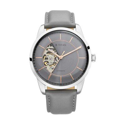 Titan Mens Automatics 2020 Grey Dial Leather Analogue Watch - WTT90126SL01