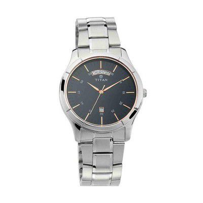 Titan Mens NEO III Black Dial Stainless Steel Analogue Watch - NM1767SM02
