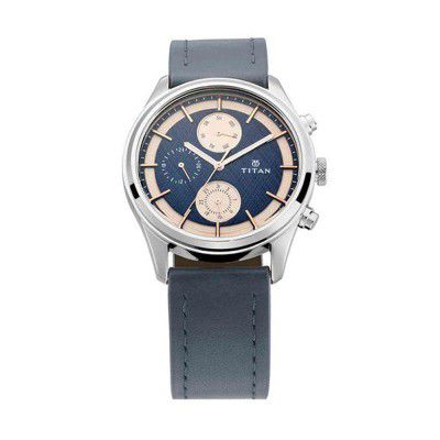 Titan Mens NEO IV Rose Gold Copper Dial Leather Analogue Watch - NM1805SL02
