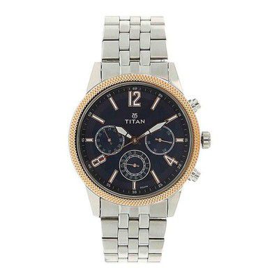 Titan Mens NEO Pack II Blue Dial Stainless Steel Analogue Watch - NM1734KM01