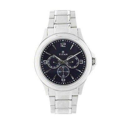 Titan Mens NEO Steel Blue Dial Stainless Steel Analogue Watch - NM1698SM02