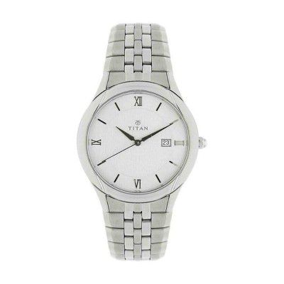 Titan Mens Silver Dial Stainless Steel Analogue Watch - NM1494SM01