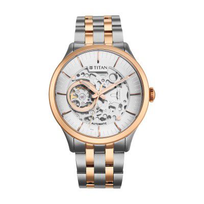 Titan Metal Mechanicals Analog Silver Dial Mens Watch-90140KM01