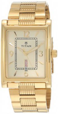Titan Slimline Analog Champagne Dial Mens Watch-NL90024YM07