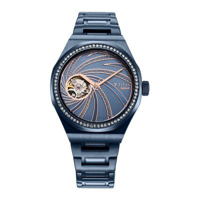 Titan Unending Beauty Automatic Blue Dial Analog Stainless Steel Strap Watch for Women-NS95177QM01