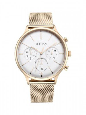 TitanMen Rose Gold Stainless Steel Analogue Watch 90134WM01