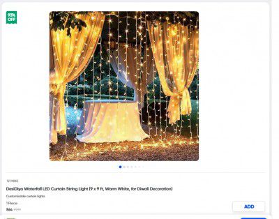Title: DesiDiya Waterfall LED Curtain String Light (9 x 9 ft, Warm White, for Diwali Decoration)