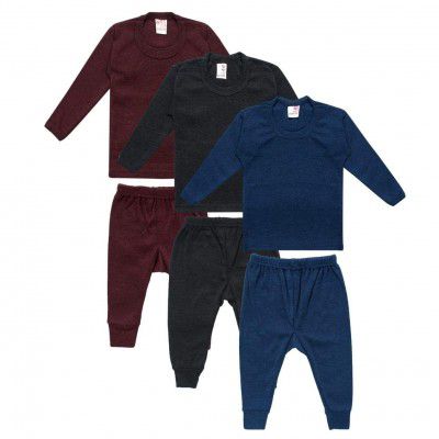 TIXY Winter Soft Warmer Plain Thermal Set for Unisex Baby & Kids (Multicolor)