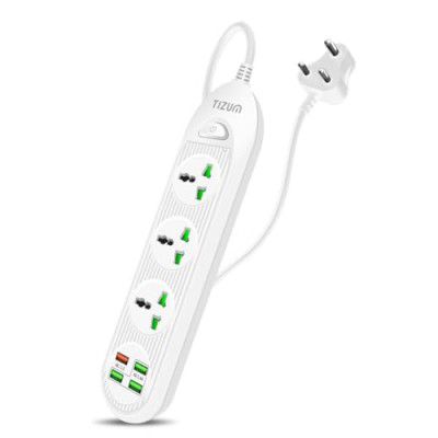 Tizum 3000W Power Converter, Fast Charging Extension Board/Cord, 3 Power Sockets (White)