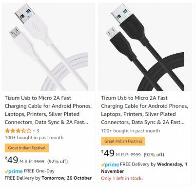 Tizum Mobile Charging Cable Starting @ ₹49/-