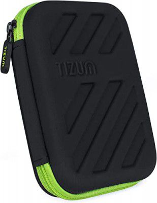 TIZUM Premium External Hard Drive/Portable SSD Case Shell, 6.35cm/2.5" Storage Organizer Bag for Hard Disks, Earphones, USB Cables, Power Bank, Mobile Charger | Water Resistant Material, Black