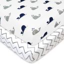 TL Care 2 Pack Printed 100% Natural Cotton Jersey Knit Fitted Pack N Play Playard Sheet, Navy Whale/Gray Zigzag, Soft Breathable, for Boys and Girls...