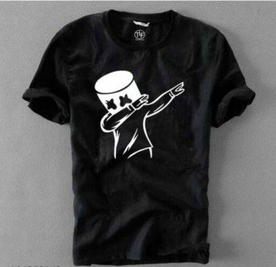 TLF  Half Sleeve Round Neck T shirt Men Printed, Typography Round Neck Pure Cotton Black T-Shirt