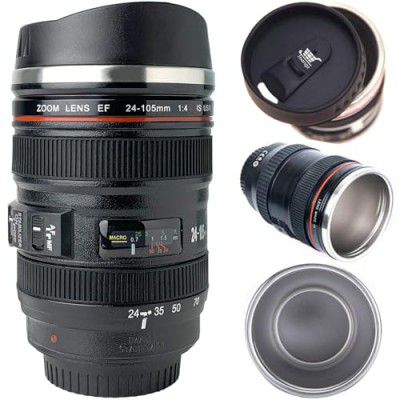 TMANGO Stainless Steel Coffee Mug/Cup With Retractable Lid, Photo - 1 Cup, 1 Lid, Black, 13.5 Oz, 13.5 ounce
