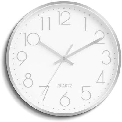 TmDekh Wall Clock for Home Stylish Latest, 10" Silent Non-Ticking (Silver,26cm)