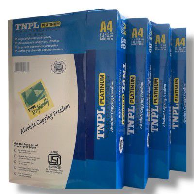 TNPL A4 Copier Paper, 80 GSM, Pack of 4 (2000 Sheets)