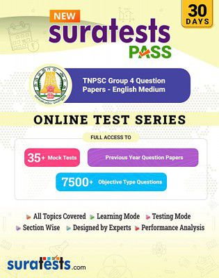 TNPSC Group 4 Previous Year Question Papers Mock Tests 2022 in English Medium - Suratests Pass - 1 Month Validity Pack (Email Delivery in 60 Minutes - No Disc)