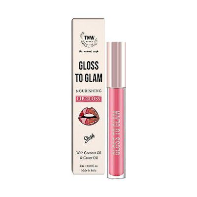 TNW -The Natural Wash Gloss To Glam Nourishing Lip Gloss with Coconut OIl and Castor Oil - Slush | Clear | Pink | Pigmented | Daily lip care needs | 3ml