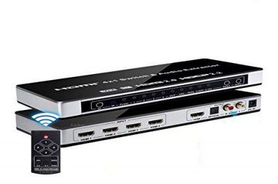 Tobo 4x1 HDMI Audio Extractor 4Kx2K@60Hz with Toslink+L/R Stereo Audio up to 7.1CH 192khz SPDIF RCA HDCP2.2