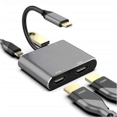 Tobo USB C to Dual HDMI Adapter, 4 in 1 USB Type C Hub with 2 HDMI?4K@30Hz?/USB3.0 /PD Charging
