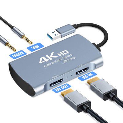Tobo USB2.0 Capture Card HDMI Video Game Converter with Loop Out HDMI to USB Capture TD-814HVC