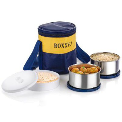 TOFEE Lunch Tiffin with 2 Stainless Steel Containers & 1 Plastic Dabba